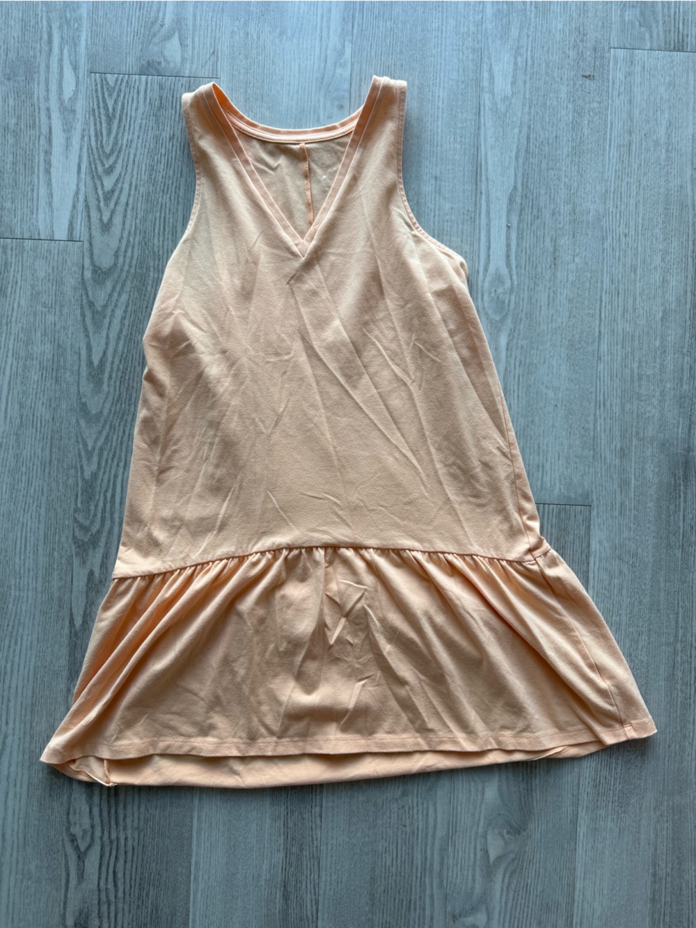 Peach Sleeveless V-Neck Ruffle-Hem Tank Dress